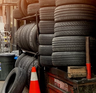 stack of tyres
