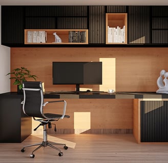 Rendu 3D d’un espace de travail moderne avec zones collaboratives et mobilier sur mesure, réalisé par l’Atelier Condorcet.