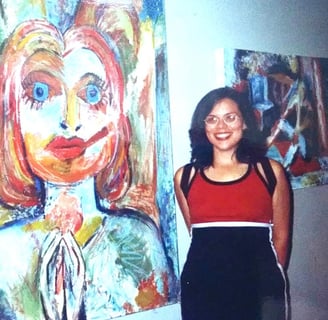 artist at an exhibition