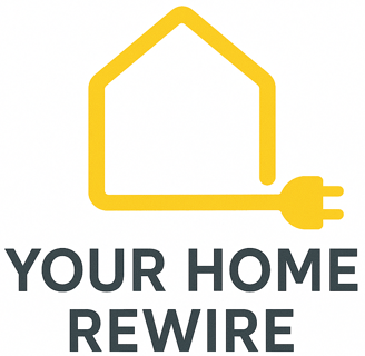 a yellow house with a plugged in the middle of it