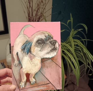 A painting of a dog, pet portrait