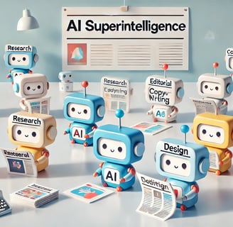 The Storytime Agency AI Agent Team ready for work with "AI Superintelligence" as a heading.