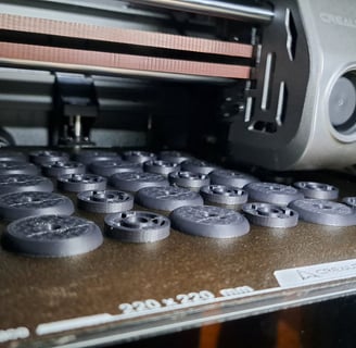 Custom parts in ASA (ABS like material) being manufactured on one of the 3D printers
