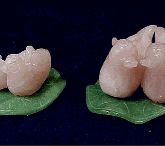 pair of rose quartz love birds