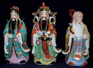 Three star gods statues ceramic