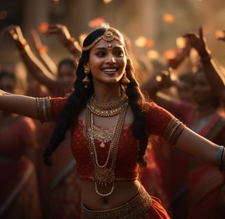 a woman wearing a traditional Indian costume performing a dance