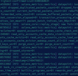 solana validator logs output