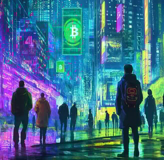 a man standing in front of a bitcoin bitcoin bitcoin
