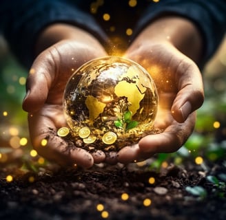 a person holding a globe in their hands