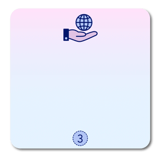 Icône d'une main qui donne un globe illustrant la livraison du site internet (étape 3)