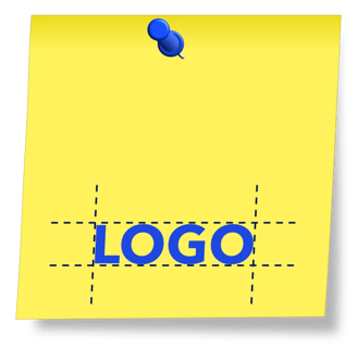 post it avec logo simple encadré