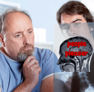 A doctor showing brain scan results to a patient