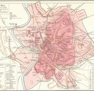 mapa da antiga cidade de Roma onde o coliseu se localizava