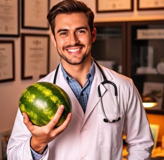 Doctor Holding Watermelon