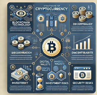 An informative infographic highlighting key aspects of cryptocurrency, including blockchain technolo