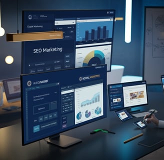 Team collaborating on SEO, PPC, and social media strategies, showcasing Verve Phoenix's expertise in driving brand visibility