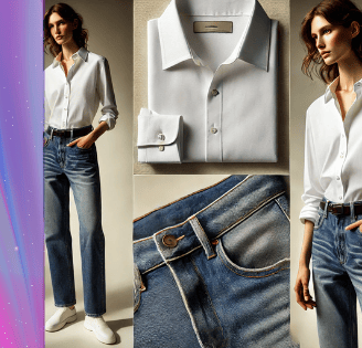a woman in a white shirt and jeans jeans
