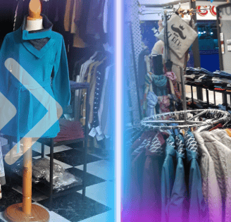 a clothing store with a variety of clothes and accessories