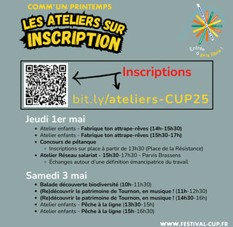 Liste des ateliers sur inscription de CUP25