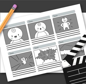 Ilustracija storyboarda koja prikazuje ključne scene za video produkciju