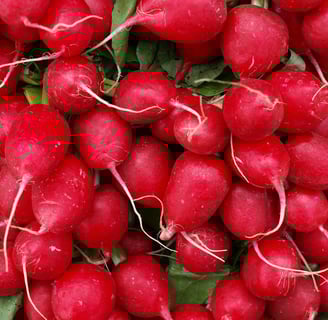 a bunch of radishes on display in a store