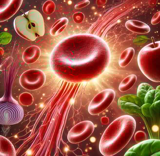 Illustration of healthy red blood cells flowing through the bloodstream, symbolizing oxygen transpor