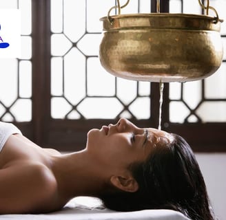 Shirodhara Ayurvedic therapy for headache relief as described in the Sushruta Samhita