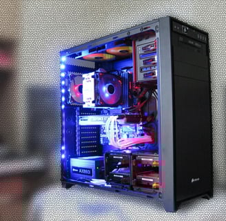 a computer case with a computer and a computer