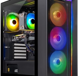 a computer case with a colorful light and a computer case