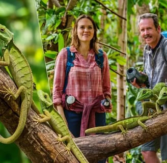 Lézards Arboricoles Boliviens et des touristes au parc