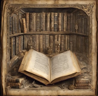 Libro antiguo abierto por su mitad en biblioteca antigua.