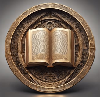 Bíblia abierta por la mitad sobre bandeja con símbolos.