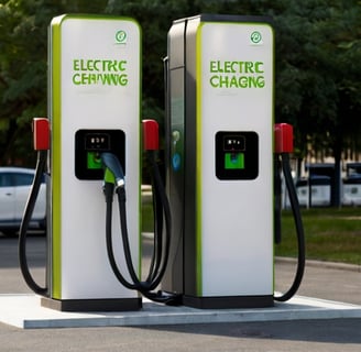 bornes de recharge pour véhicules électriques sur un parking