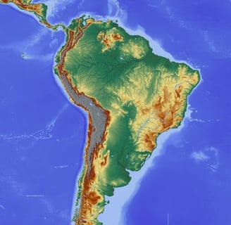Mapa da América do Sul destacando o Brasil inabitável até 2070
