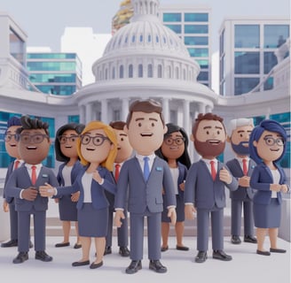 a group of people standing in front of a capitol building