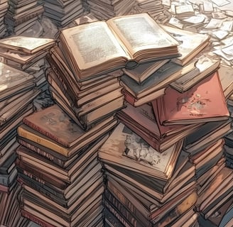 a pile of new and old tech books 