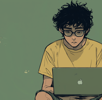 a man sitting at a desk with a laptop