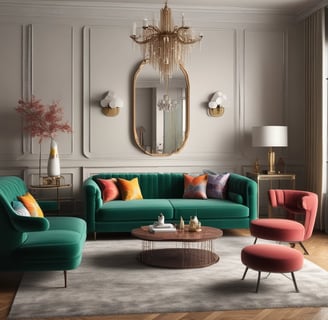 A laptop screen displaying the Pinterest website. The web page shows various home decor ideas with images of decorative items and interiors. The laptop is placed on a wooden surface in a room with plants and modern furniture in the background.