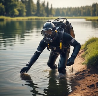 A computer screen displaying web design content and code side by side. The left side features text describing a product designer's work and experience, while the right side shows colorful, highlighted code lines on a dark background.