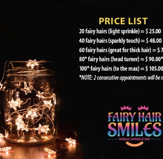 Fairy Hair Smiles Price List (20-40-60-80-100)