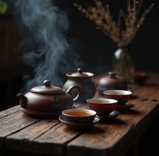 a teapot with a teapot and cups of tea