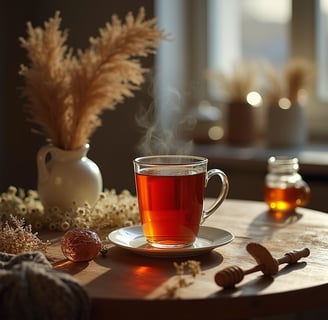 a cup of tea with a cup of tea and a teapot