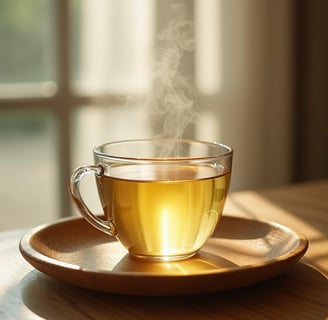 a cup of tea with steam coming out of it