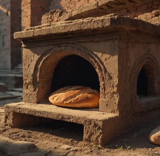 Ein antiker Backofen in Pompeji, in dem ein verkohltes Brot gefunden wurde – ein bewegendes Relikt d