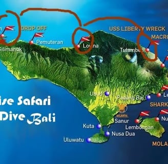 Dive guide with group exploring coral reef in North Bali Safari Tour