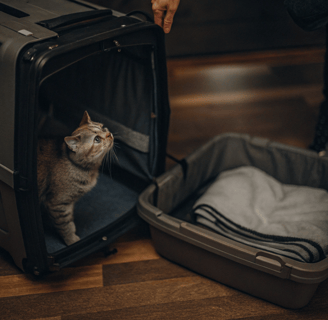 a cat is sitting in a suitcase
