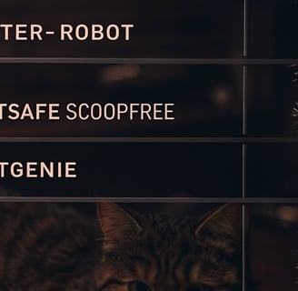 A chart showing features of Litter-Robot, PetSafe ScoopFree, and CatGenie smart litter boxes.
