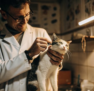 A veterinarian giving a budget-friendly vaccination to a cat