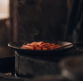  Steamed carrot slices prepared as a healthy snack for a cat.