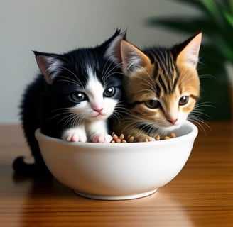 Nutritious cat food in a bowl.